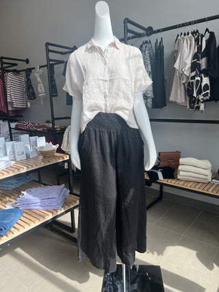 Linen Palazzo Pants in Black