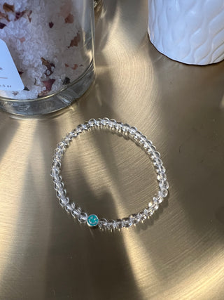 Clear Quartz Bracelet with Sterling Silver Happy Face