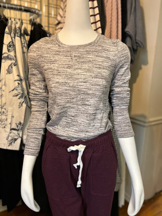 Longsleeve Rib Crewneck Tee in Heather Grey