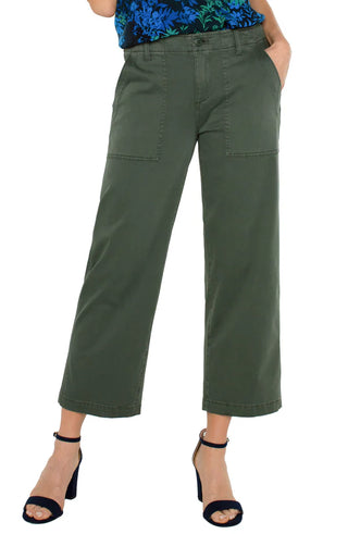 Cargo Crop Straight Leg in Moss Green