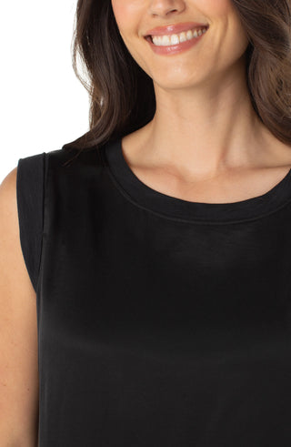 Sleeveless Woven Knit Top in Black