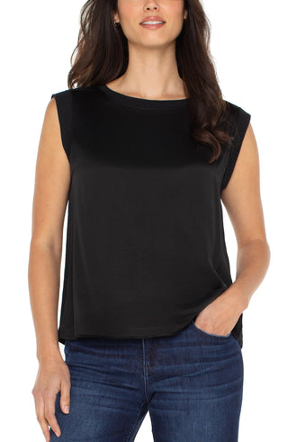 Sleeveless Woven Knit Top in Black