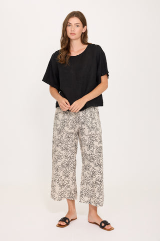 Loose Linen Top in Black