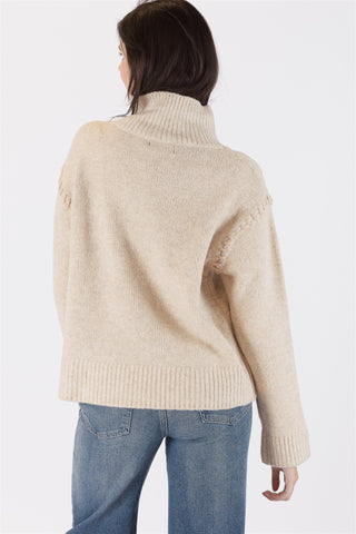 Raegan Mockneck Sweater with Stitch Detail in Oat