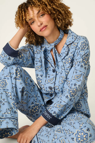 Classic Paisley Bandana Print 3-Piece Flannel PJ Set