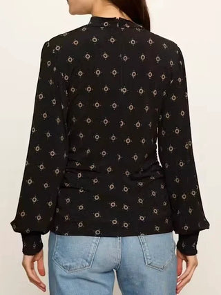 Sydney Mock Neck Cinch Top in Guilded Charm