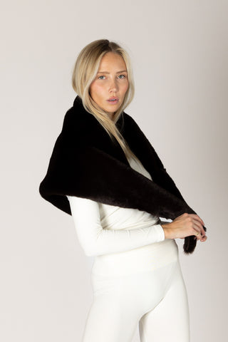 Luxe Triangle Faux Fur Scarf in Deep Brown