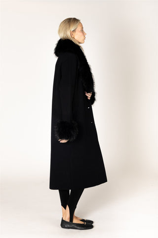 Vicki Fur Sweater Coat in Black