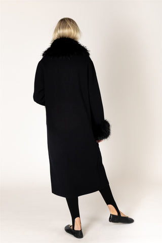 Vicki Fur Sweater Coat in Black
