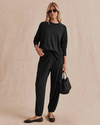 Supersoft Lace Trim Jogger in Black