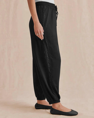 Supersoft Lace Trim Jogger in Black