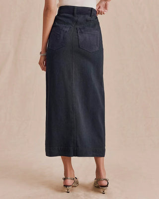 Ryder Suede Skirt in Dark Rinse