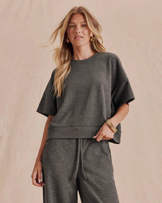 Marlow Knit Wool Top in Charcoal