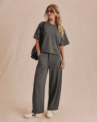 Marlow Knit Wool Top in Charcoal