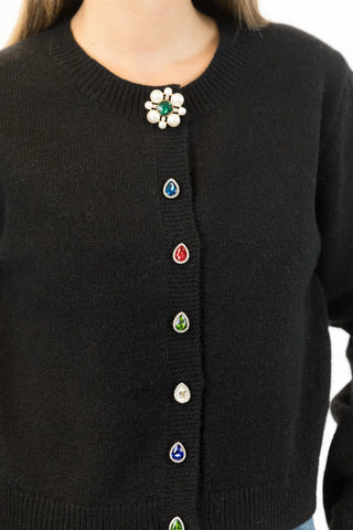 Jude Crystal Cardigan in Black