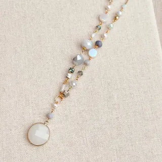 Gold Pearl & Agate Beaded Necklace