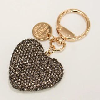 Rhinestone Heart Bag/Key Charm - Black