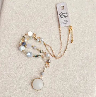 Gold Pearl & Agate Beaded Necklace
