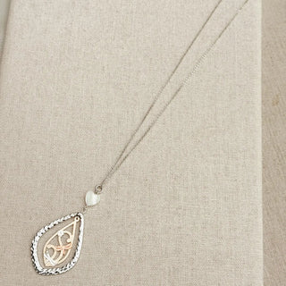 Dragonfly Mother of Pearl Teardrop Pendant Necklace
