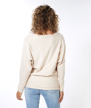Batwing Sweater with Botton Cuff