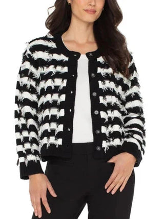 Fringe Cardigan in Black & White
