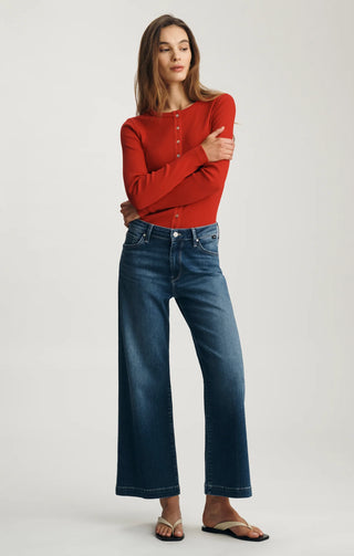 Paloma Mid Rise Wide Leg Jeans in Dark Brushed Feather Lux