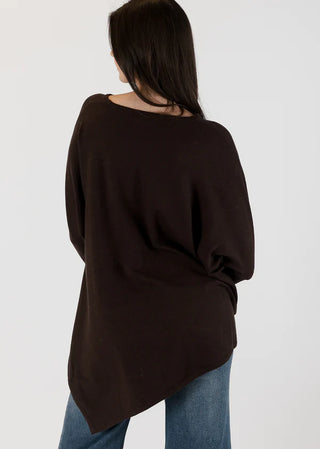 Tina Asymmetrical Sweater in Chocolate Brown