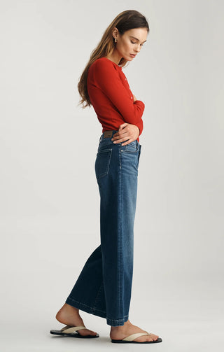 Paloma Mid Rise Wide Leg Jeans in Dark Brushed Feather Lux