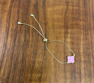 Pink Clover Bracelet on adjustable chain
