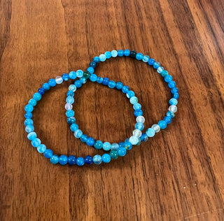 Blue Banded Agate Bracelet with 4mm beads