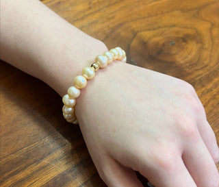 Peach Freshwater Pearl Bracelet with 8mm Gold Filled Bead