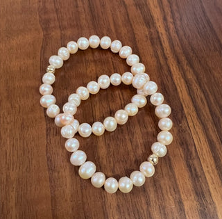 Peach Freshwater Pearl Bracelet with 8mm Gold Filled Bead