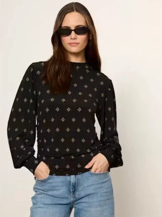 Sydney Mock Neck Cinch Top in Guilded Charm