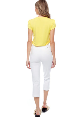 Cropped Petal-Slit Cropped Pant in White