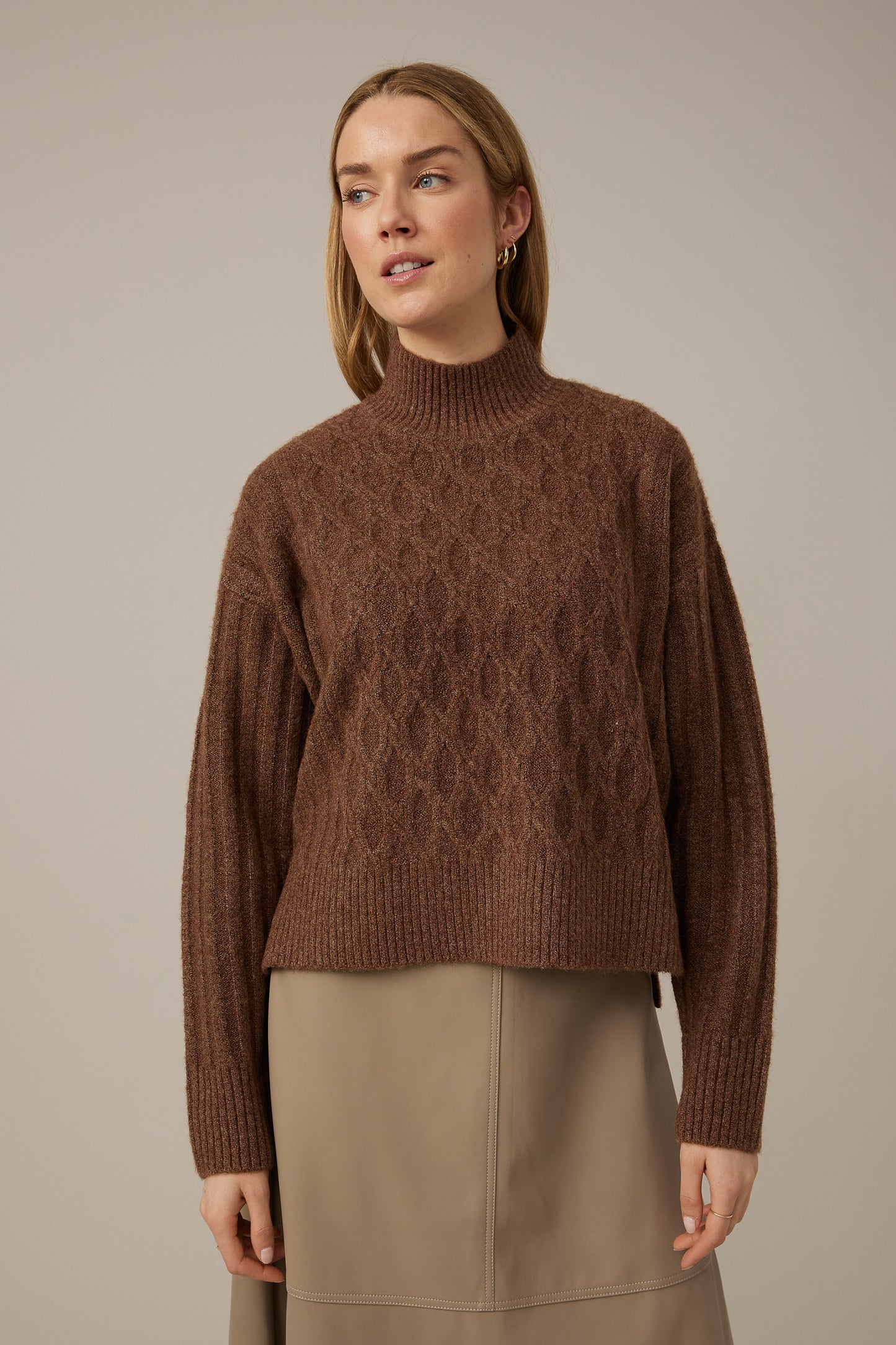 Mock Neck Sweater in Chocolate