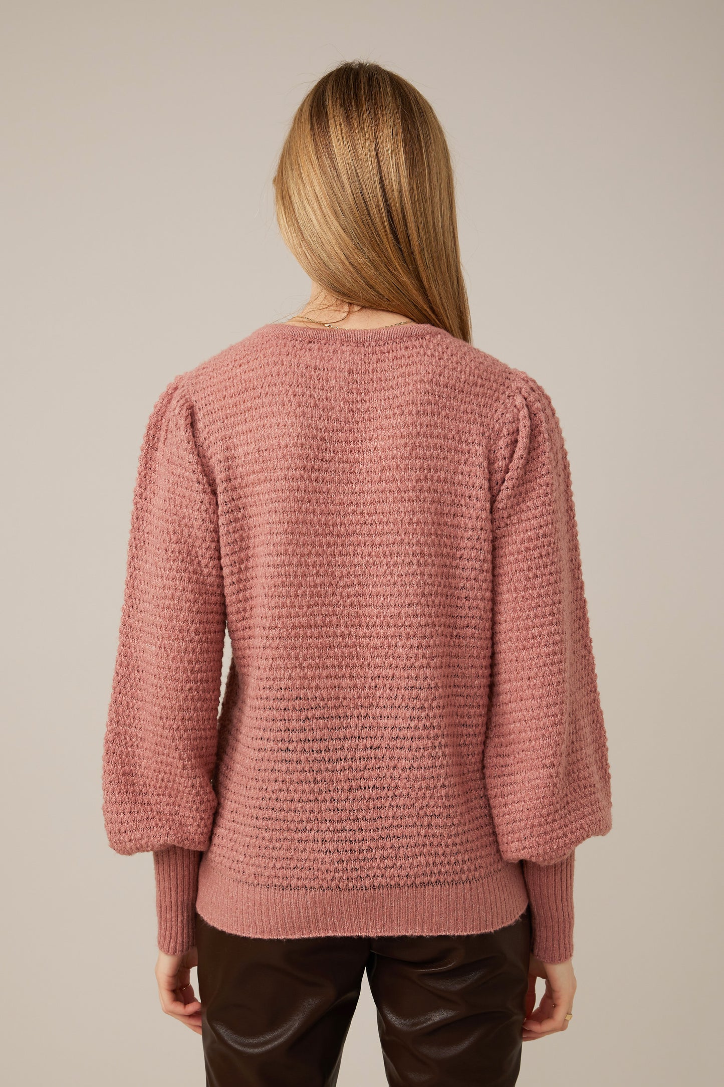 Front Tie Sweater in Powdered Pink