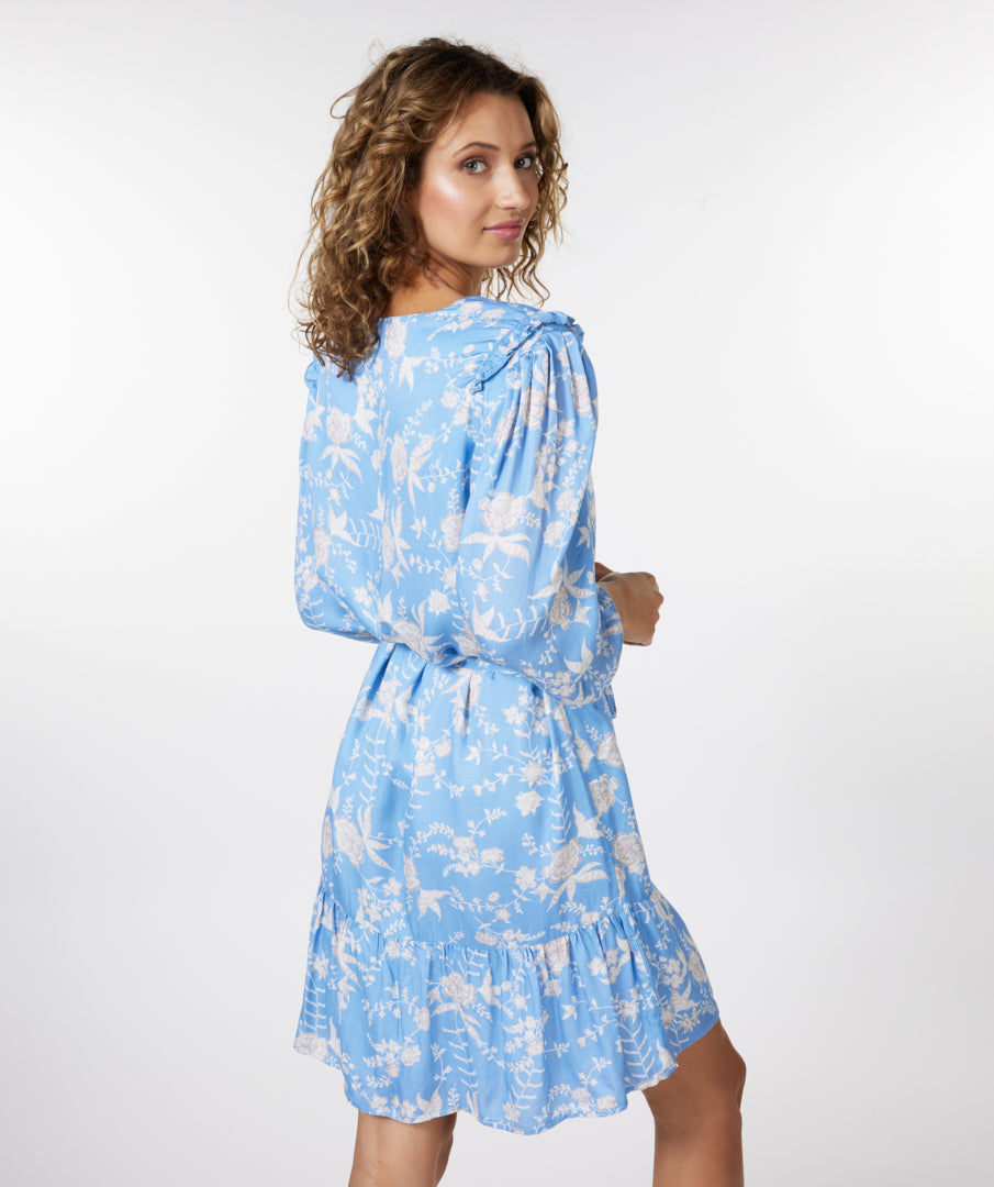 Blue Flower Print Dress