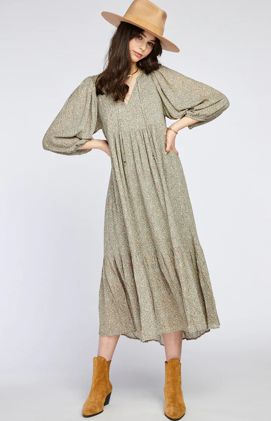 Francesa Dress in Fern Dot Texture