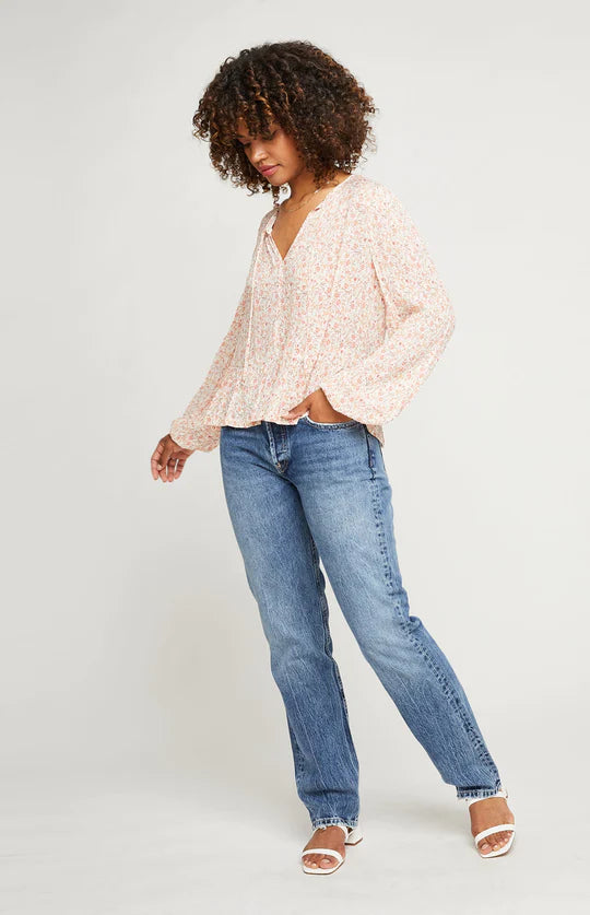 Maddie Top in Apricot Ditsy