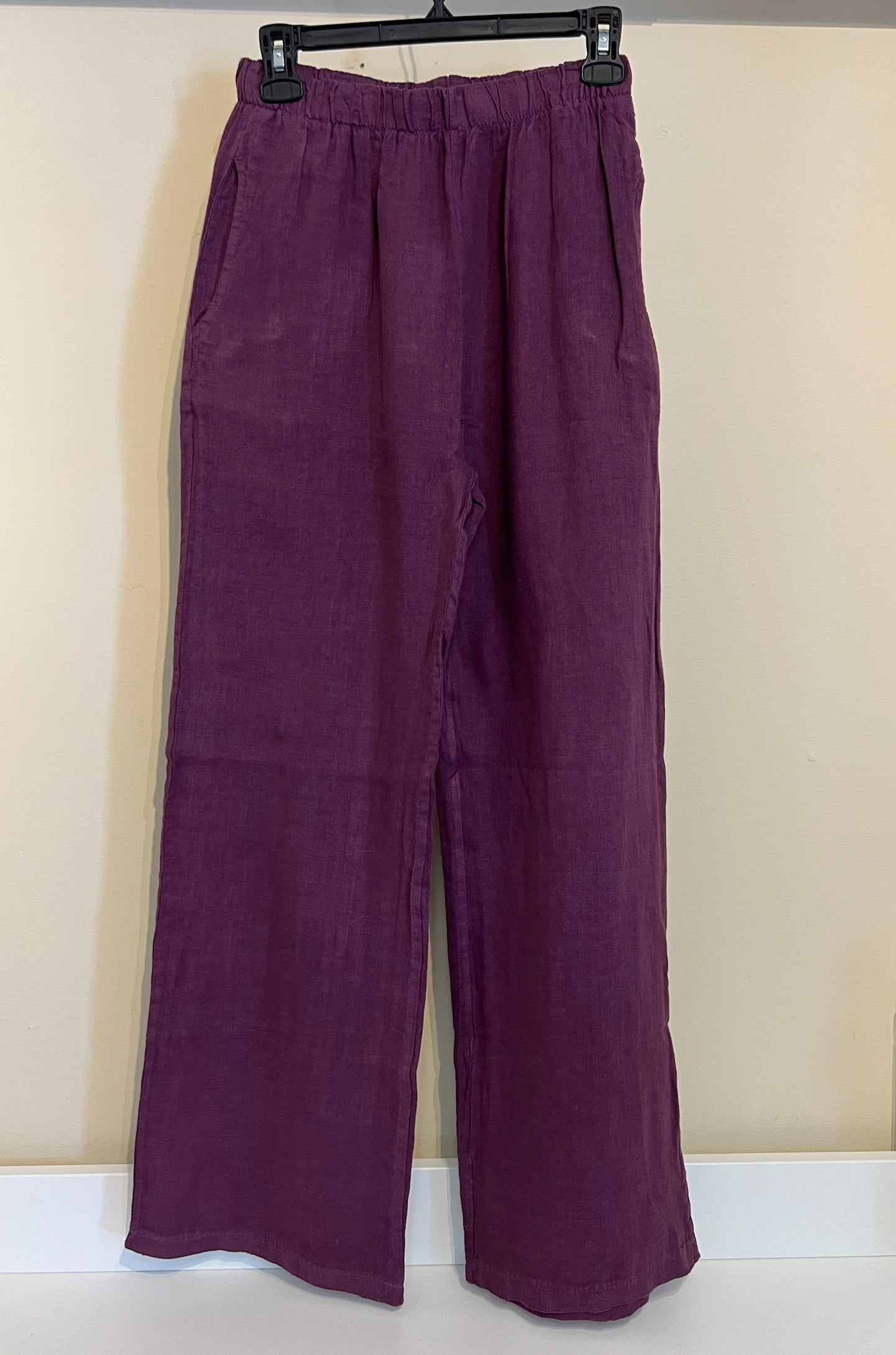 Linen Comfort Pant in Aubergine