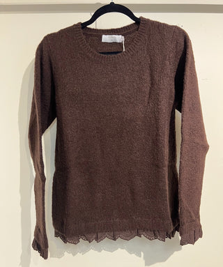 Lacy Knit Pullover in Chicory Coffee