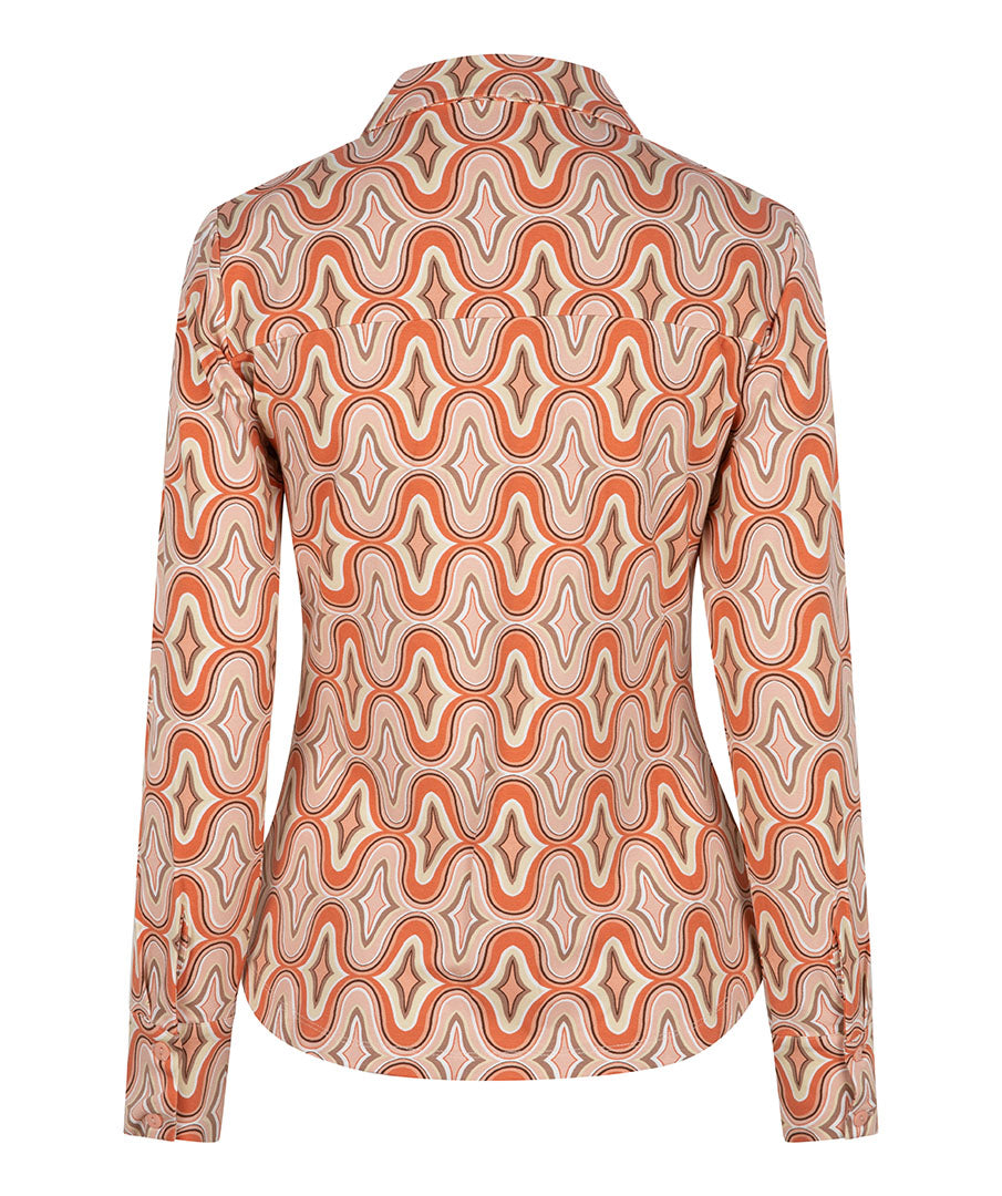 Gathered Blouse in Groovy Print