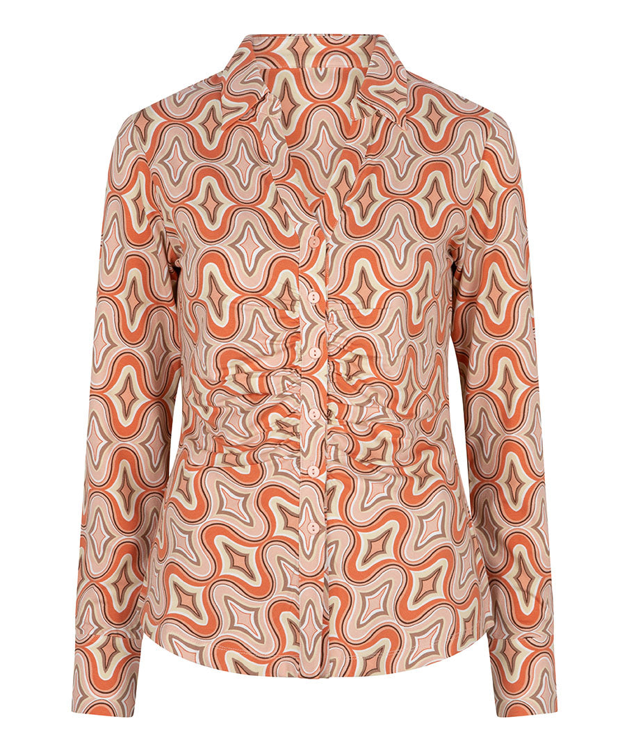 Gathered Blouse in Groovy Print