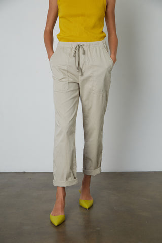 Misty Cotton Twill Pants in Stone