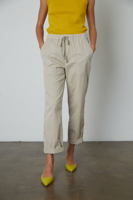 Misty Cotton Twill Pants in Stone