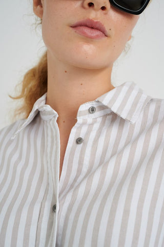Akira Shirt Dress in Neutral Stripe