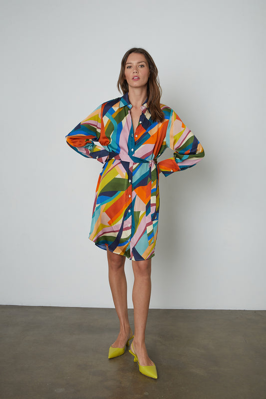 Ayleen Picasso Printed Satin Short Dress